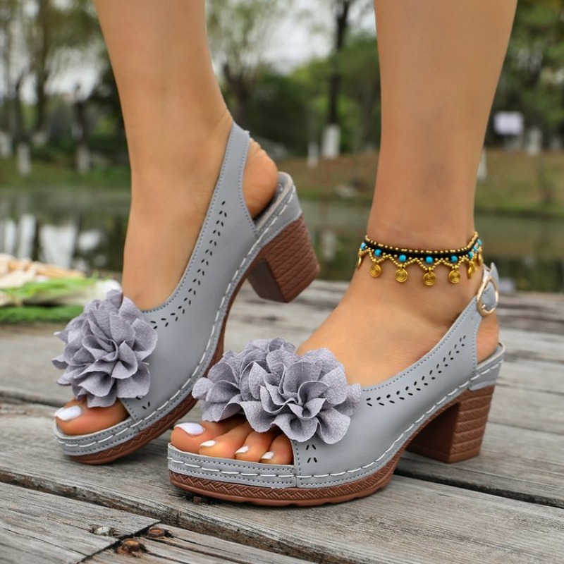 Women'S Shoes Peep Toe - Sandálias Femininas Peep Toe com Decoração