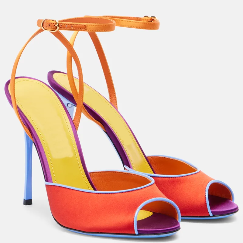 Women'S Shoes Peep Toe - Sandálias de Cetim em Cores Mistas
