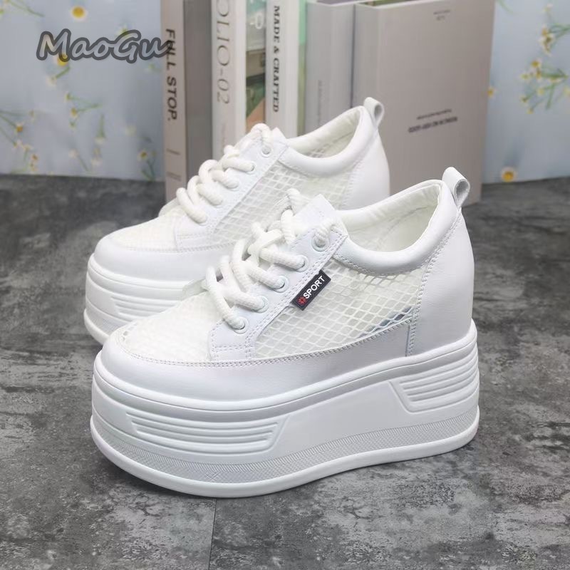 Wedge Heeled Sneaker - Tênis Feminino Plataforma de Malha Respirável