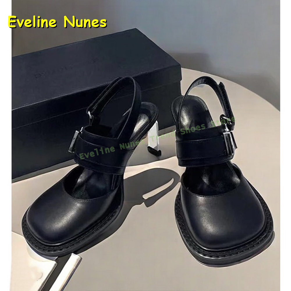 Mule Slip On - Sandálias Femininas Pretas de Salto Grosso
