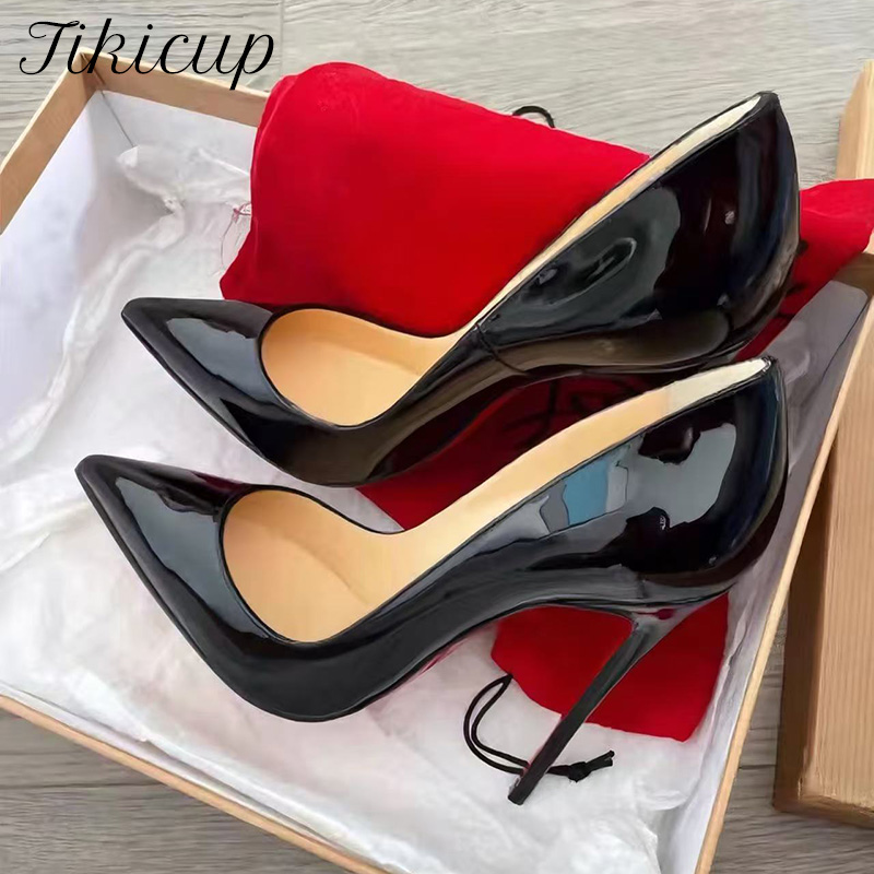 Patent Leather Pump - Tikicup clássico preto patente apontou-toe stiletto