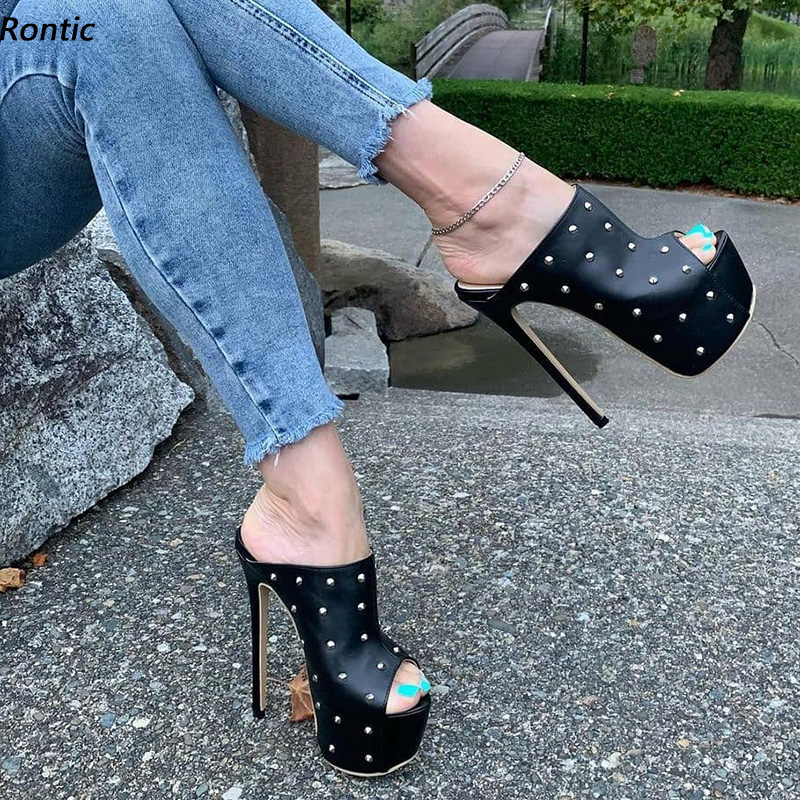 Women Shoes Waterproof - Rontic 2021 artesanal feminino mules sandálias