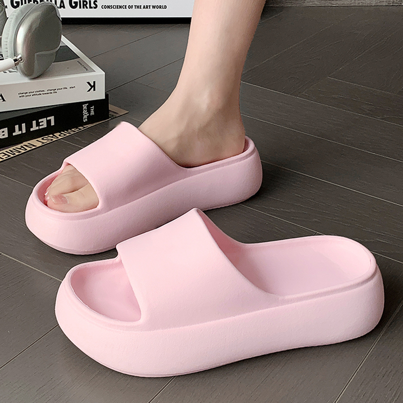 Mule Slip On - Chinelos femininos rosa com sola grossa