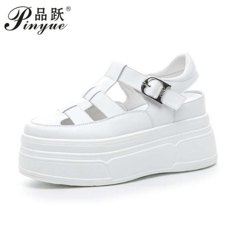 Wedge Heeled Sneaker - Sandálias Femininas de Verão em Couro