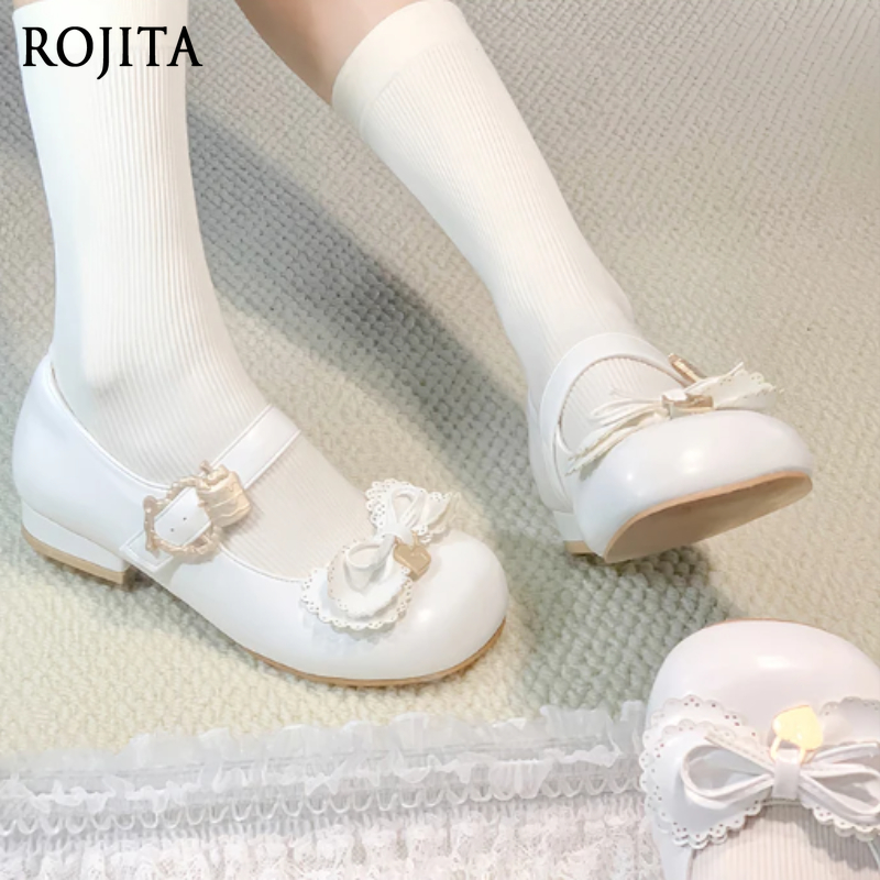 Ankle Strap Heels - Sapatos femininos bowknot lolita sapatos bonito