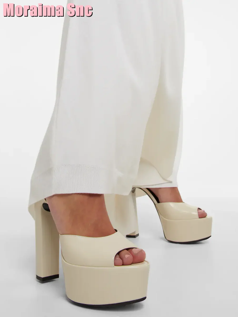 Women'S Shoes Peep Toe - Sandálias de couro envernizado plataforma peep