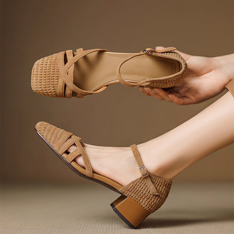 Ankle Strap Heels - Retro tecer sandálias de salto alto
