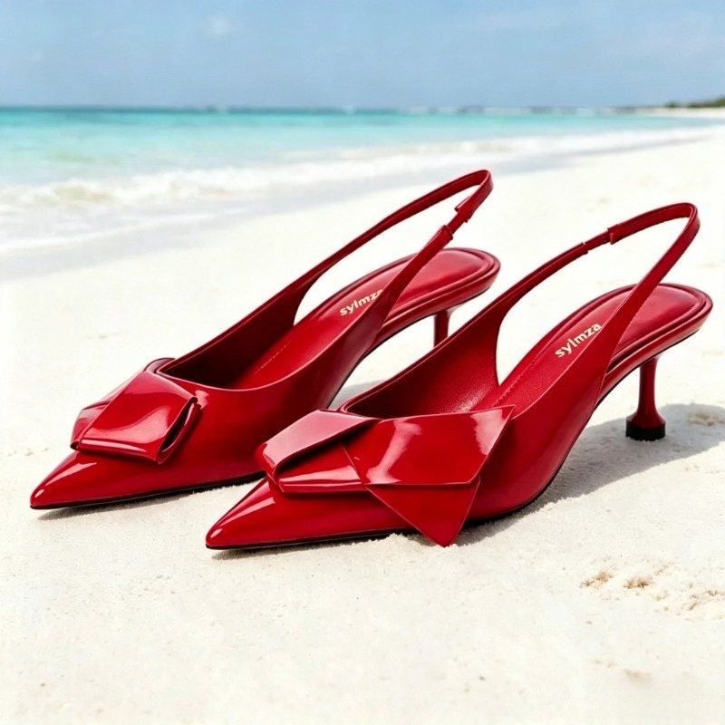 Patent Leather Pump - Sandálias de Salto Alto em Couro