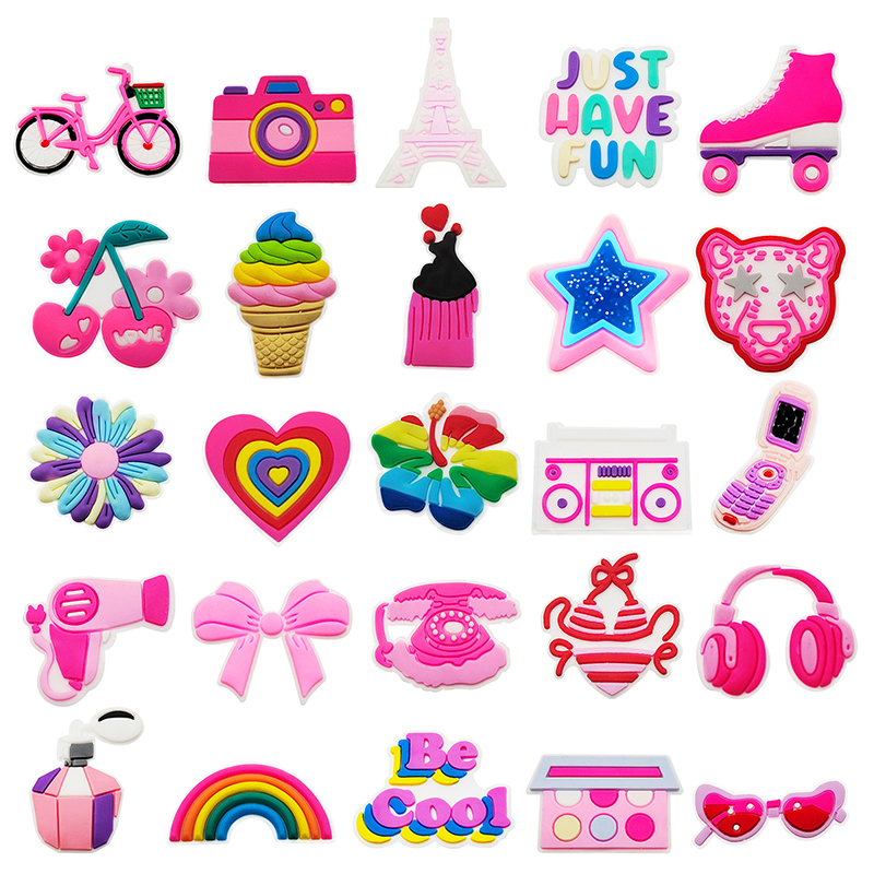Croc Style Clog - Arco rosa Bicicleta Arco-íris Encantos Sapato,