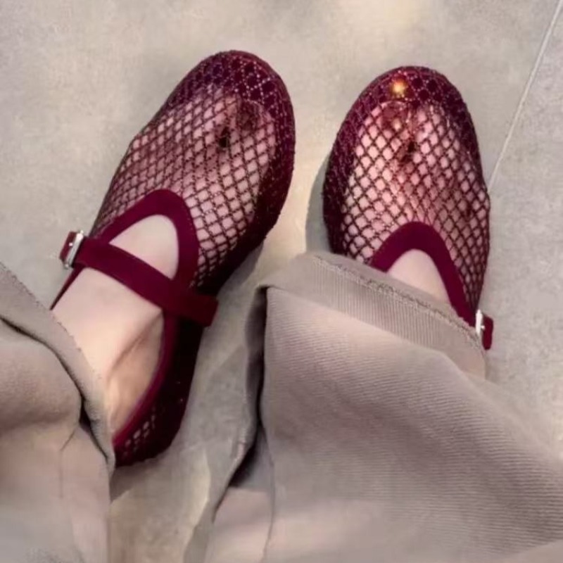 Mule Slip On - Sandálias Femininas Vazadas com Strass, Novidade