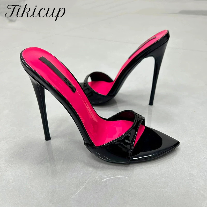 Patent Leather Pump - Mulher stilettos 12cm chinelo sexy preto