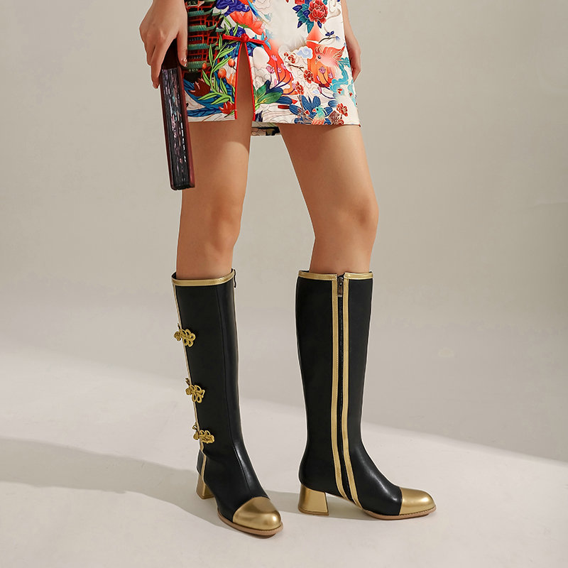 Tamanho grande moda joelho bot - Knee High Boots Women avaliação e preço
