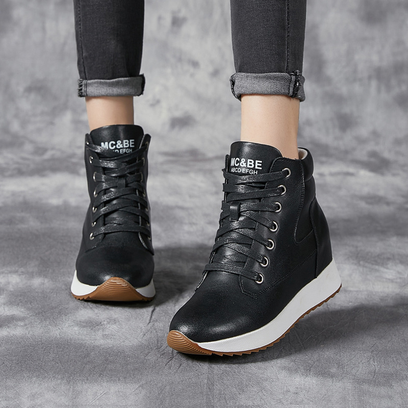 7cm couro genuíno mulheres tor - Wedge Heeled Sneaker avaliação e preço