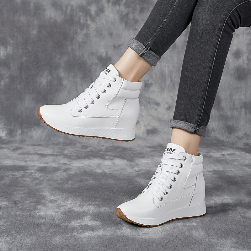 7cm couro genuíno mulheres tor - Wedge Heeled Sneaker avaliação e preço
