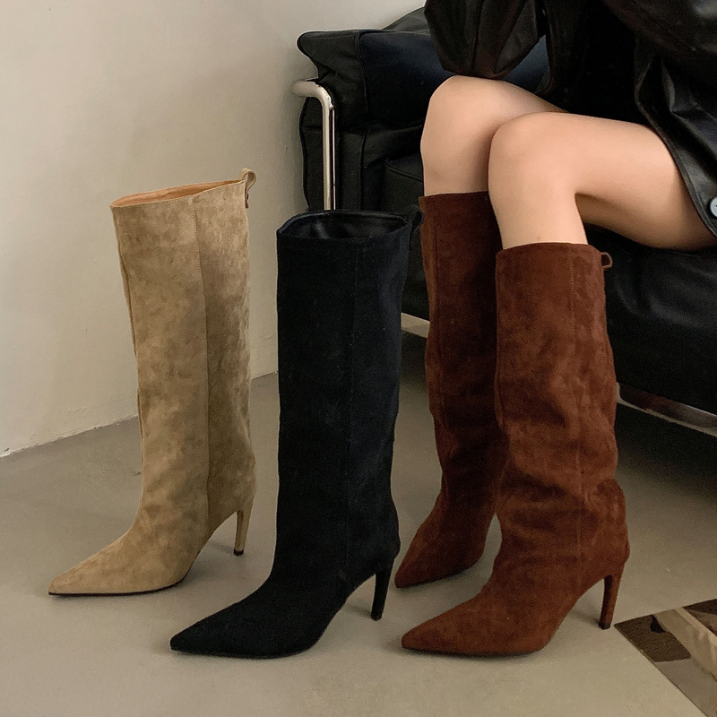 Rua punk inverno vintage apont - Knee High Boots Women avaliação e preço