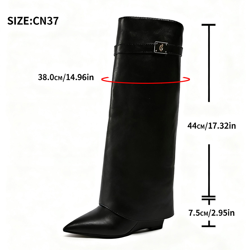 Preto couro do plutônio joelho - Knee High Boots Women avaliação e preço