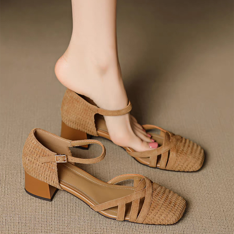Retro tecer sandálias de salto - Ankle Strap Heels avaliação e preço