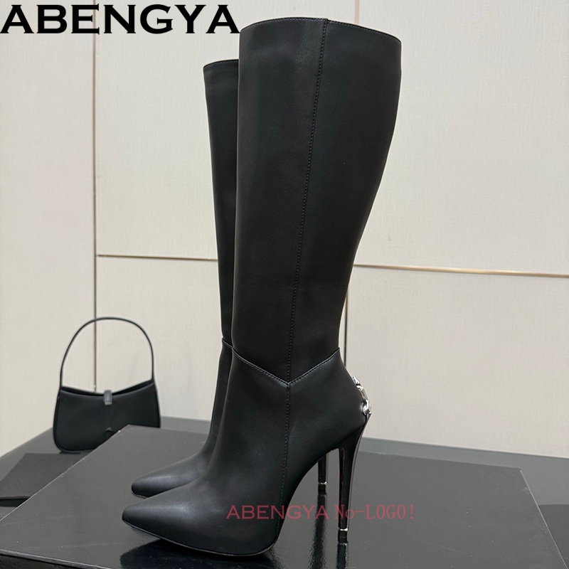Sexy preto couro joelho botas  - Knee High Boots Women avaliação e preço