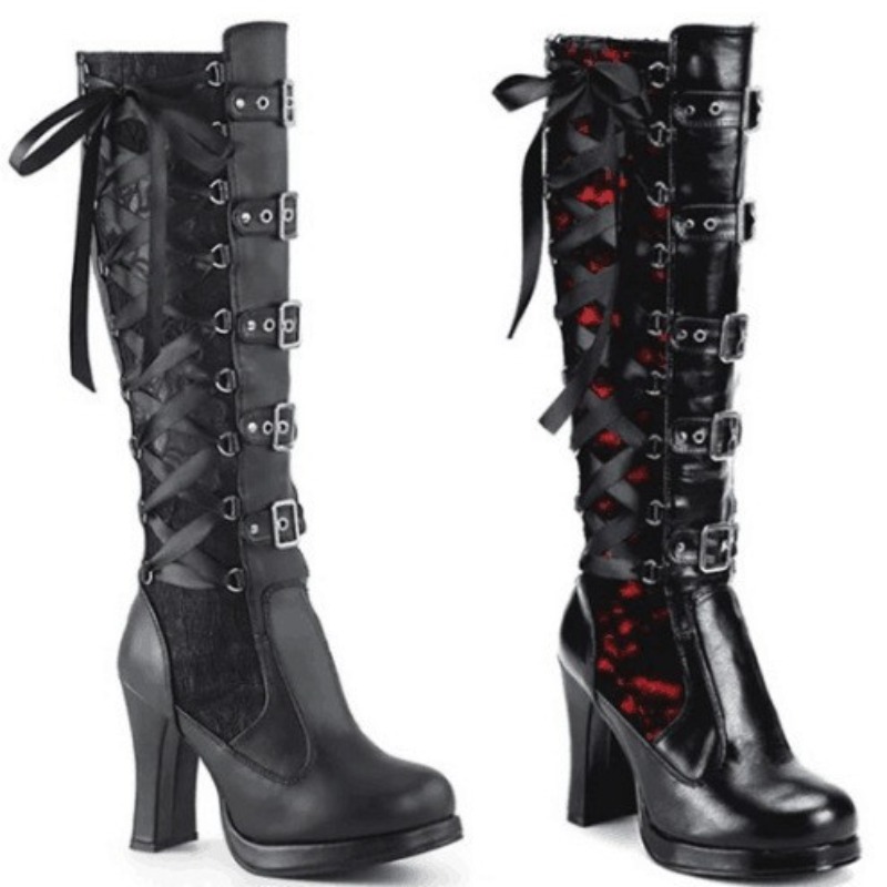 Botas Femininas Estilo Punk Gó - Knee High Boots Women avaliação e preço