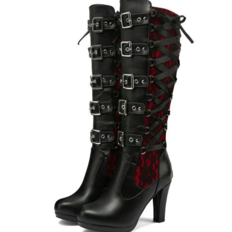 Botas Femininas Estilo Punk Gó - Knee High Boots Women avaliação e preço