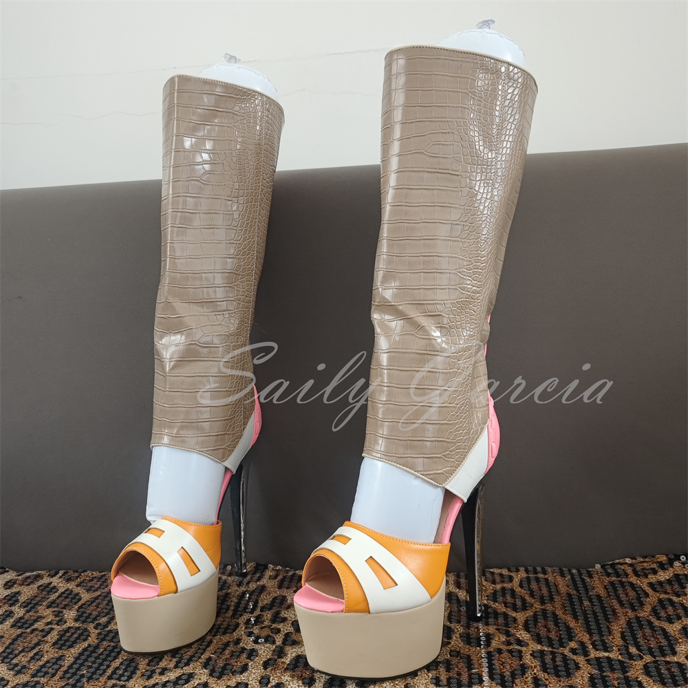 Bota Feminina Rosa com Decoraç - Knee High Boots Women avaliação e preço